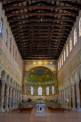 Interior of Basilica of Sant’Apollinare in Classe, which has important examples of early...