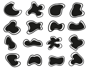 Organic blob shapes. Isolated dynamic blob set on white background. Abstract aqua irregular geometric drops or splash. Round smooth white paint blotch, vector isolated illustration. 