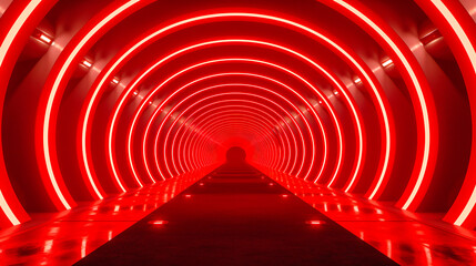 Naklejka premium Journey Through a Futuristic Tunnel: Illuminated with Neon Blues, Emphasizing Speed and Innovation