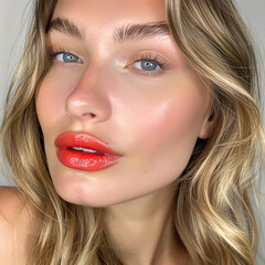 close portrait of a woman lipsticks 