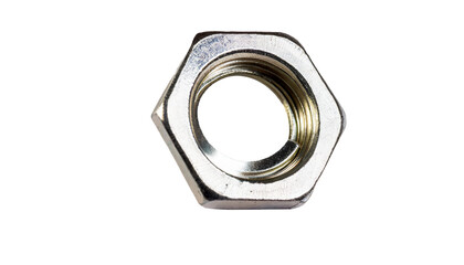 Metal nut isolated on transparent background.