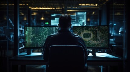 Naklejka premium IT professionals work in peace and quiet and develop their programming skills