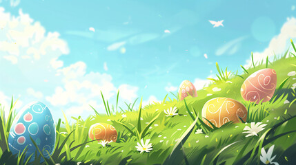 easter eggs in grass