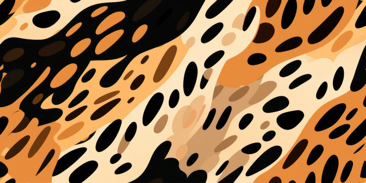 Leopard seamless pattern, watercolor Seamless Light Stripe Ethnic Texture. Chinese Print. Painting Colour Orange Vivid Tiger, Cheetah Orange Seamless Ethnic Art Background.