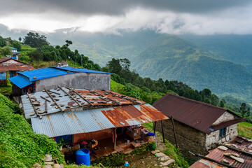 views of dhampu,s village, nepal