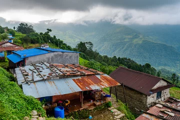 Crédence de cuisine en verre imprimé Himalaya views of dhampu,s village, nepal