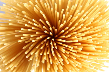 Background of spaghetti standing, top view.
