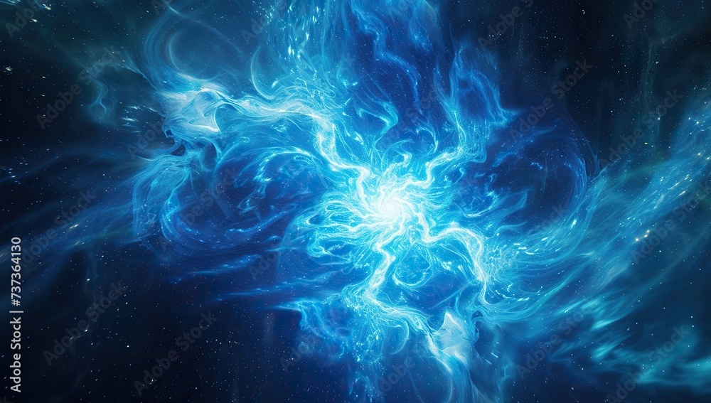 Wall mural blue cosmic swirl of light. the concept of space and galaxy.