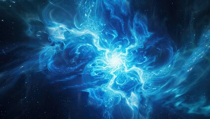 Blue cosmic swirl of light. The concept of space and galaxy.