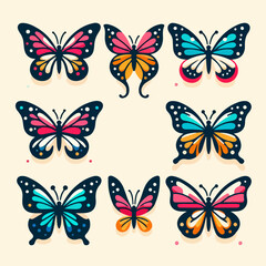 set of butterflies