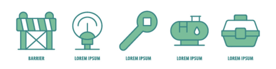 Setting, Target, Green Energy, Truck, Safe Energy editable stroke outline icons set isolated on white background flat vector illustration.