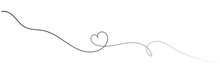 Hand drawn heart line art banner background transparent isolated