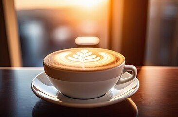 A cup of coffee cappuccino with some candies or sweets.