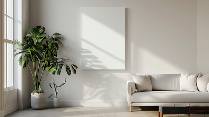 Fototapeta na wymiar Minimalist White Canvas on Premium Apartment Wall