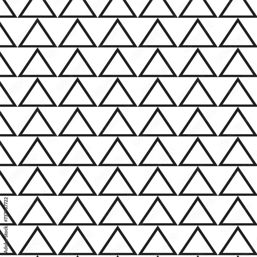 Poster abstract seamless repeatable black triangle line pattern.