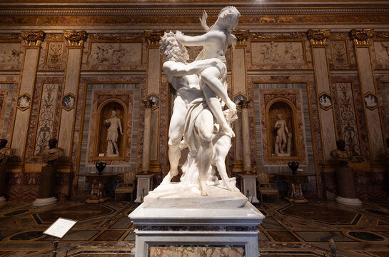 The Rape of Proserpina by Gian Lorenzo Bernini. Baroque marble sculpture in Galleria Borghese.