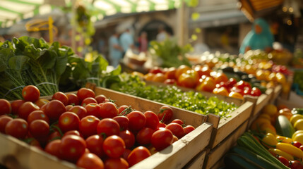 close-up view of a variety of fresh vegetables displayed at a market.
