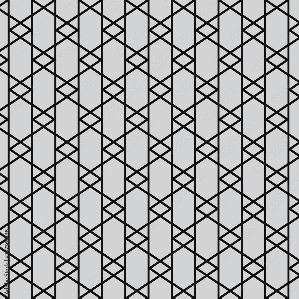 Poster abstract seamless repeatable black line pattern on grey.