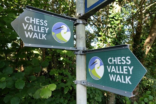Chess Valley Walk signs attached to a metal pole