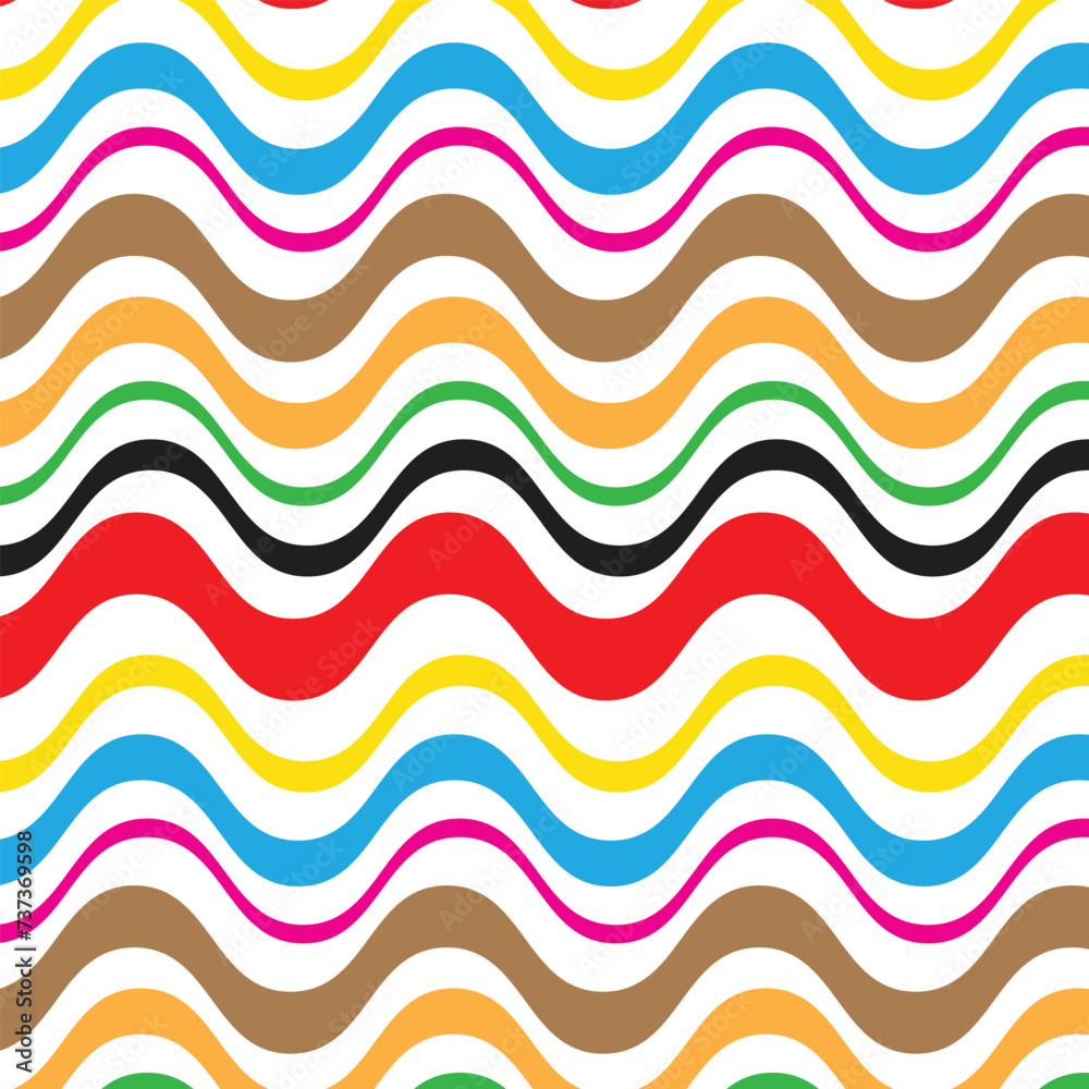 Poster abstract geometric repeatable colored smooth wave line pattern art.