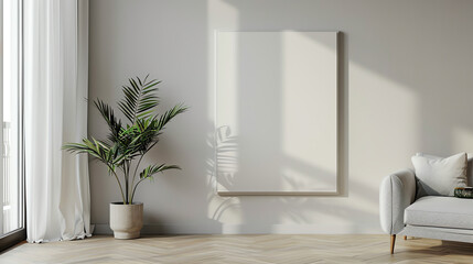 Fototapeta na wymiar Minimalist White Canvas on Premium Apartment Wall