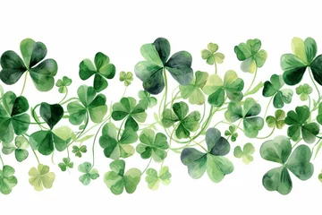 Deurstickers Watercolor green clover on a white background with copyspace, st patrick's day celebration concept in Ireland  © Sunny