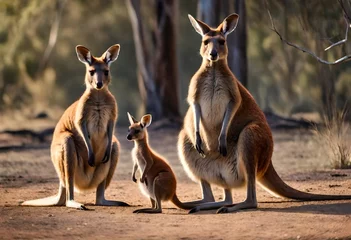 Foto op Plexiglas kangaroo with baby © rabia