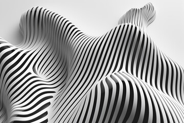 3d line wavy black and white background