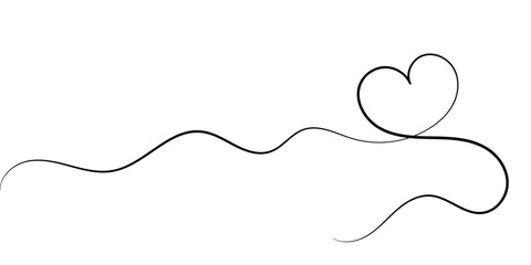 Line art heart .  Continuous line art drawing. Hand drawn doodle vector illustration in a continuous line. 