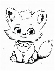 Cute Fluffy Coloring Page Drawing For Kids
