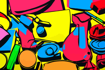 pop-art painting, abstract artwork, colorful pop art