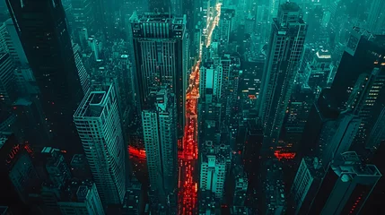 Foto op Plexiglas Futuristic cyberpunk city abstract background © Sagar