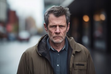 Obraz premium Mature caucasian man sad serious face on street