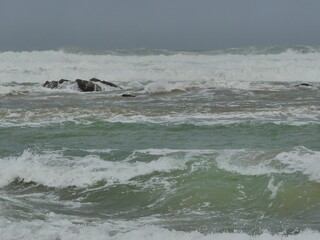 Plage et vagues lors d'une tempête