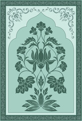 Traditional Mughal flower motif Design. Botanical for Flower embroidery motif.
