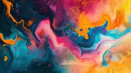 An abstract painting that captivates with its dynamic swirls of vibrant colors, creating a visually...
