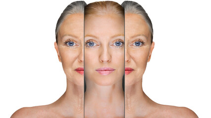 Beauty concept skin aging. anti-aging procedures isolated on free PNG Background. Hidden vital...