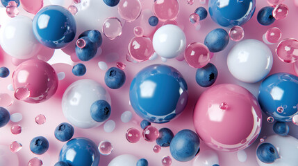 a pink, white, and blue background with lots of bubbles and bubbles on the bottom of the bubbles are blue, pink, and white.