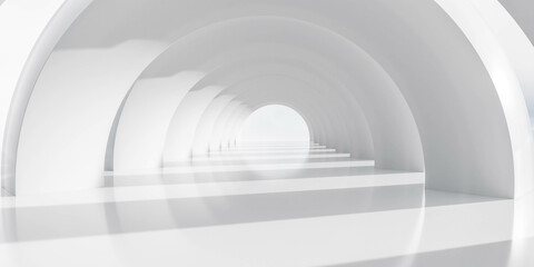 Fototapeta premium A White Tunnel With White Walls and a White Floor 3d render illustration