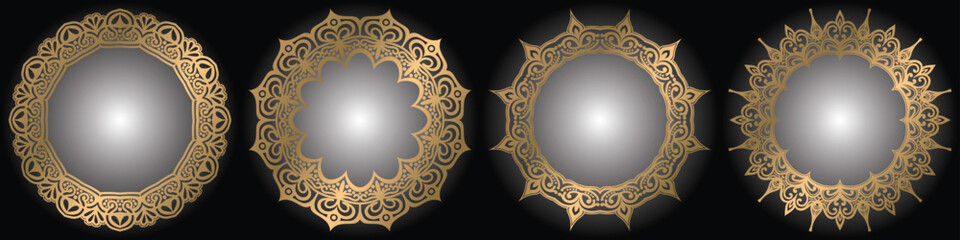 luxury mandala art circle elements, decorative art frame set.
