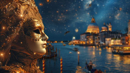 A captivating Venetian carnival backdrop - obrazy, fototapety, plakaty