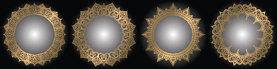 golden colorful mandala circle. wedding card design elements.