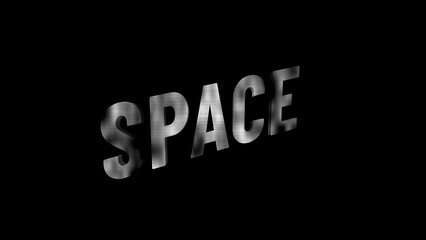 Abstract white 3D space Text Icon Illustration on black background.
