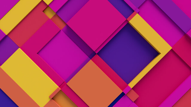 Multicolored Tech Background with a Geometric 3D Structure. Vibrant, Minimal design with Simple Futuristic Forms. 3D Render.