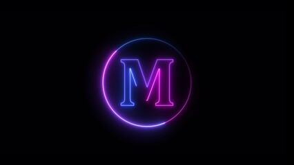 Neon Letter Text Icon Illustration background.