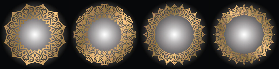 golden coloring art circle mandala. decorative art frame.