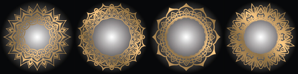 decorative art frame, mandala circle set, design elements.