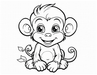 Cute Monkey Coloring Pages Drawing For Kids 
