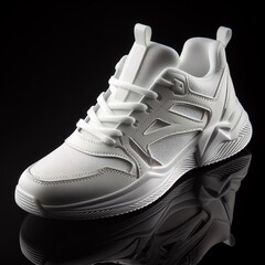 white sports shoe with black background