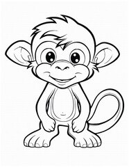 Cute Monkey Coloring Pages Drawing For Kids 